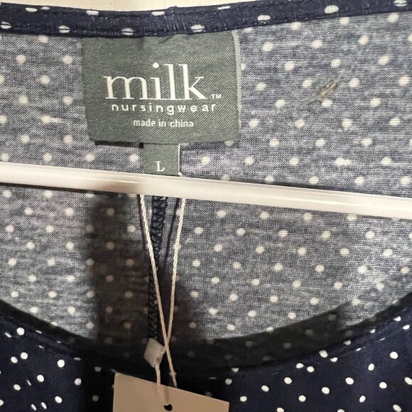 NWT - Milk Nursing Dress - Navy & White Polka Dots - Size Large - Picture 3 of 4